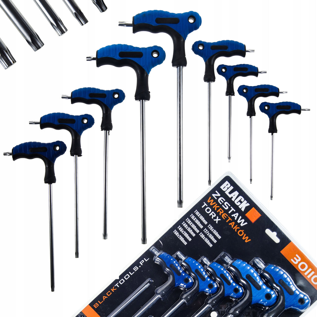 Blacktools Premium T-käepidemega Torx-võtmete komplekt 9 tk T10–T50 30110