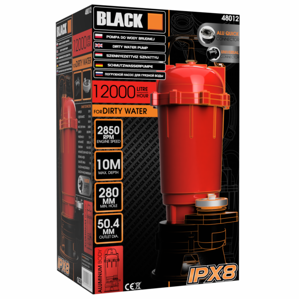 Musta värvi alumiiniumist reoveepump ilma ujukita, Black