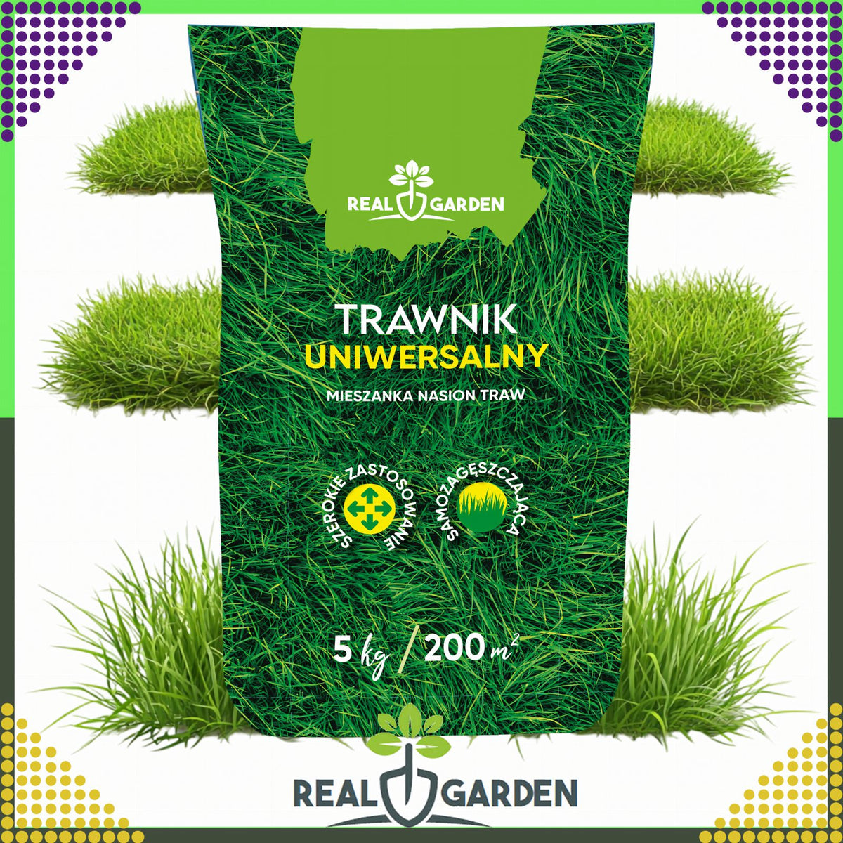 Universaalne tihe ja vastupidav muruseemnesegu 5 kg 200 m² jaoks ROL-019REALGARDEN