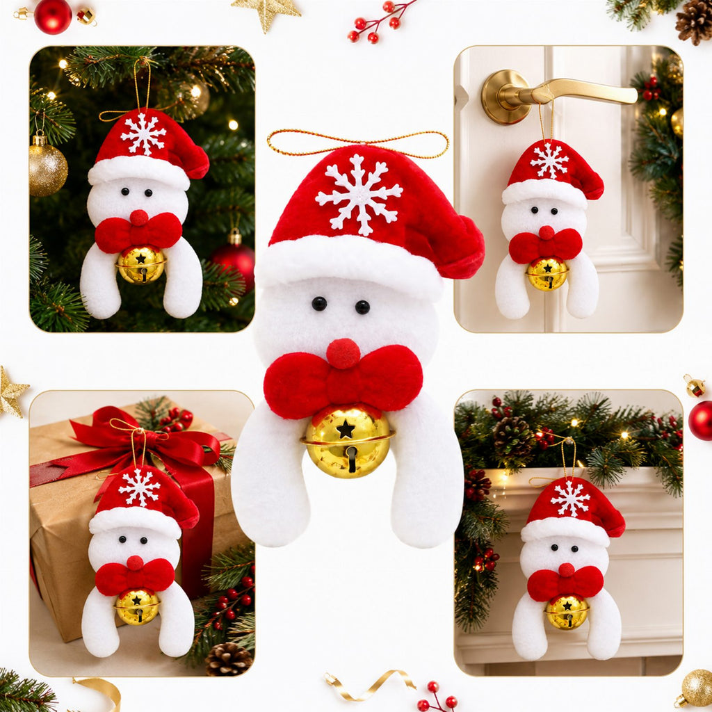 Christmas Snowman Ornament with Hanging Loop and Bell 12cm