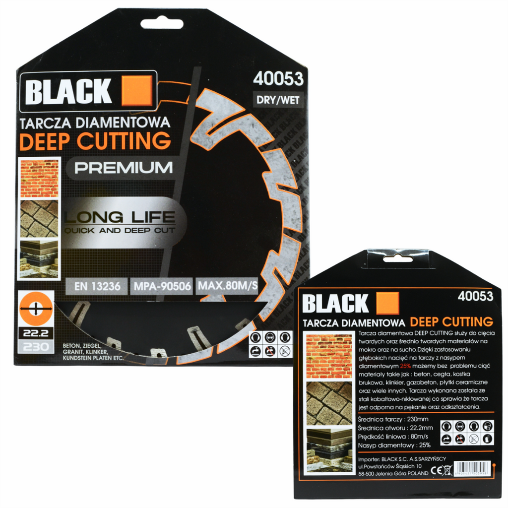 Teemantketas sügavlõikuseks betoonile, tellistele, kiviplaatidele 230mm x 22.2 Black