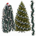 Green and White Christmas Garland Chain 2m x 9cm Shiny Decoration 1 pc