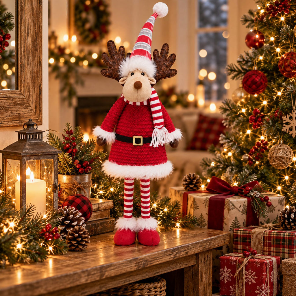 Large Christmas Reindeer Santa Elf Figurine 76 cm