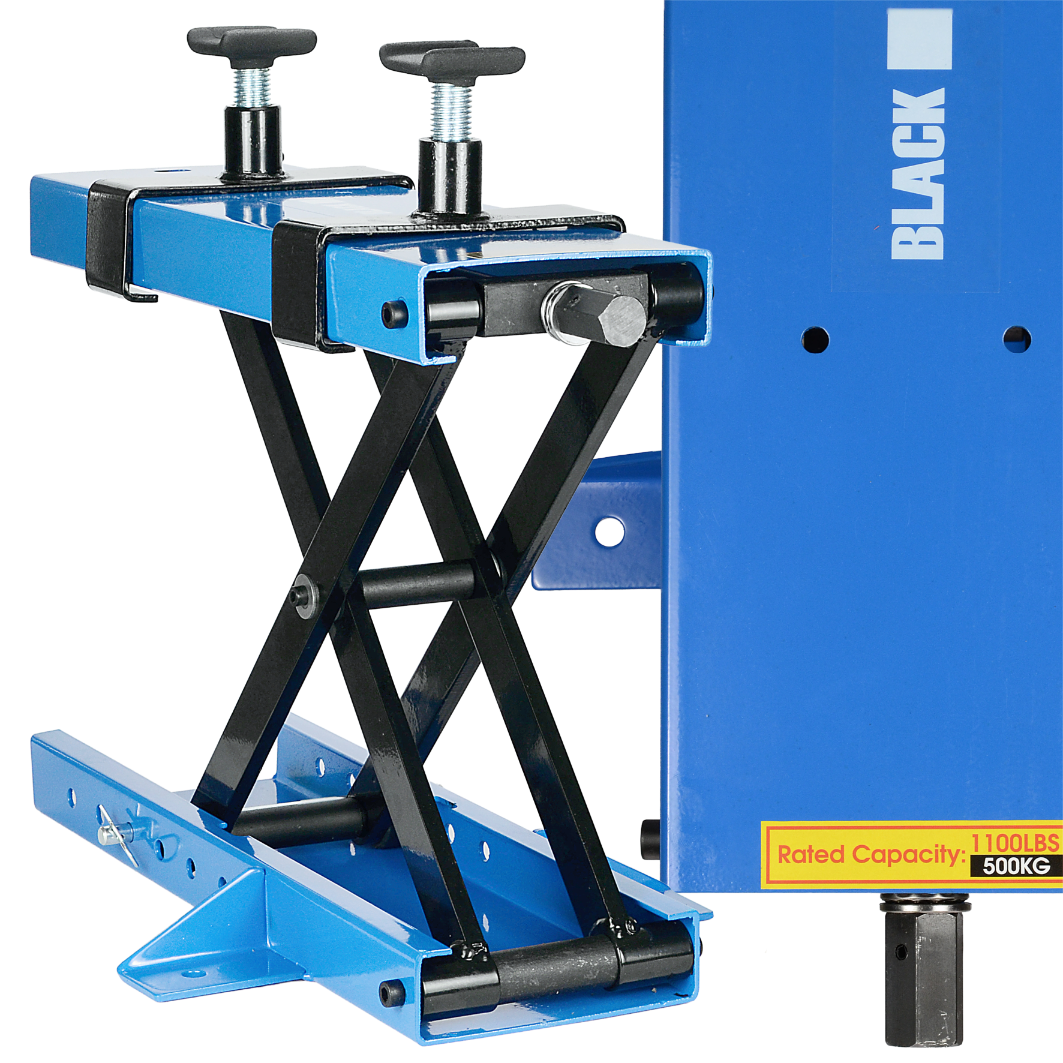 500 kg mehaaniline kruviga mootorratta tõstealus, Black