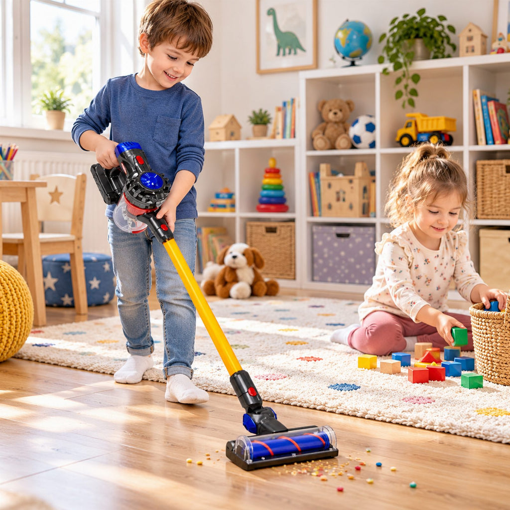 Children's Toy Vacuum Cleaner with Interchangeable Nozzles and Balls