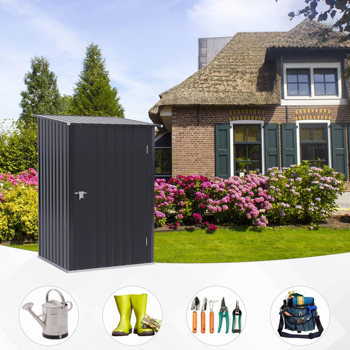Metal Garden Tool Shed 160x98x103cm