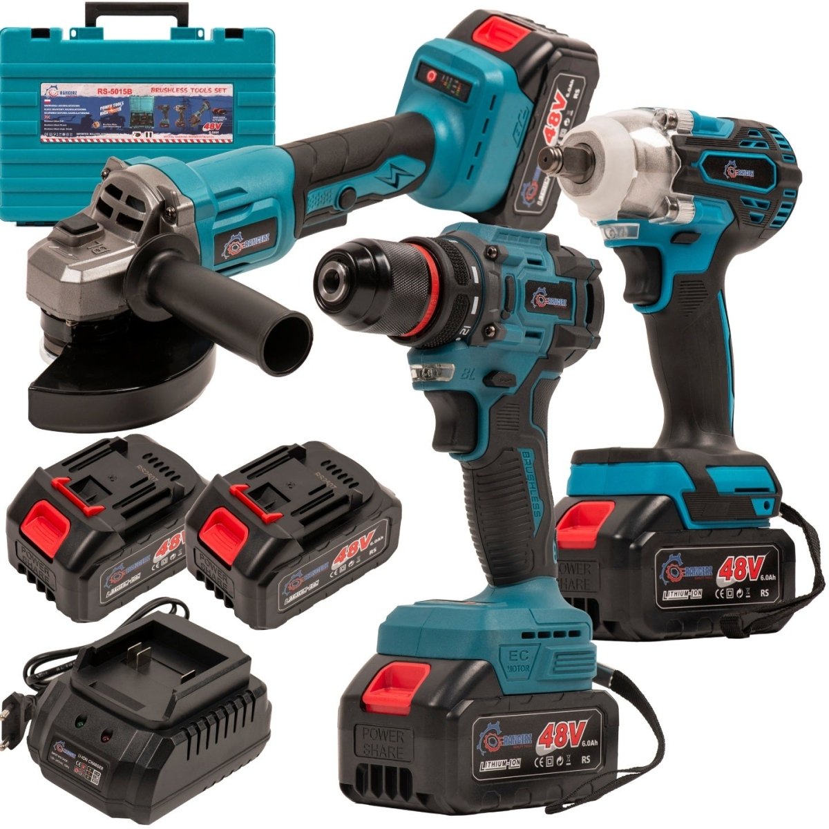 RANGERS RS5015 48V 3-ühes harjadeta juhtmevaba tööriistakomplekt 2×6Ah akuga ja kandekohvriga