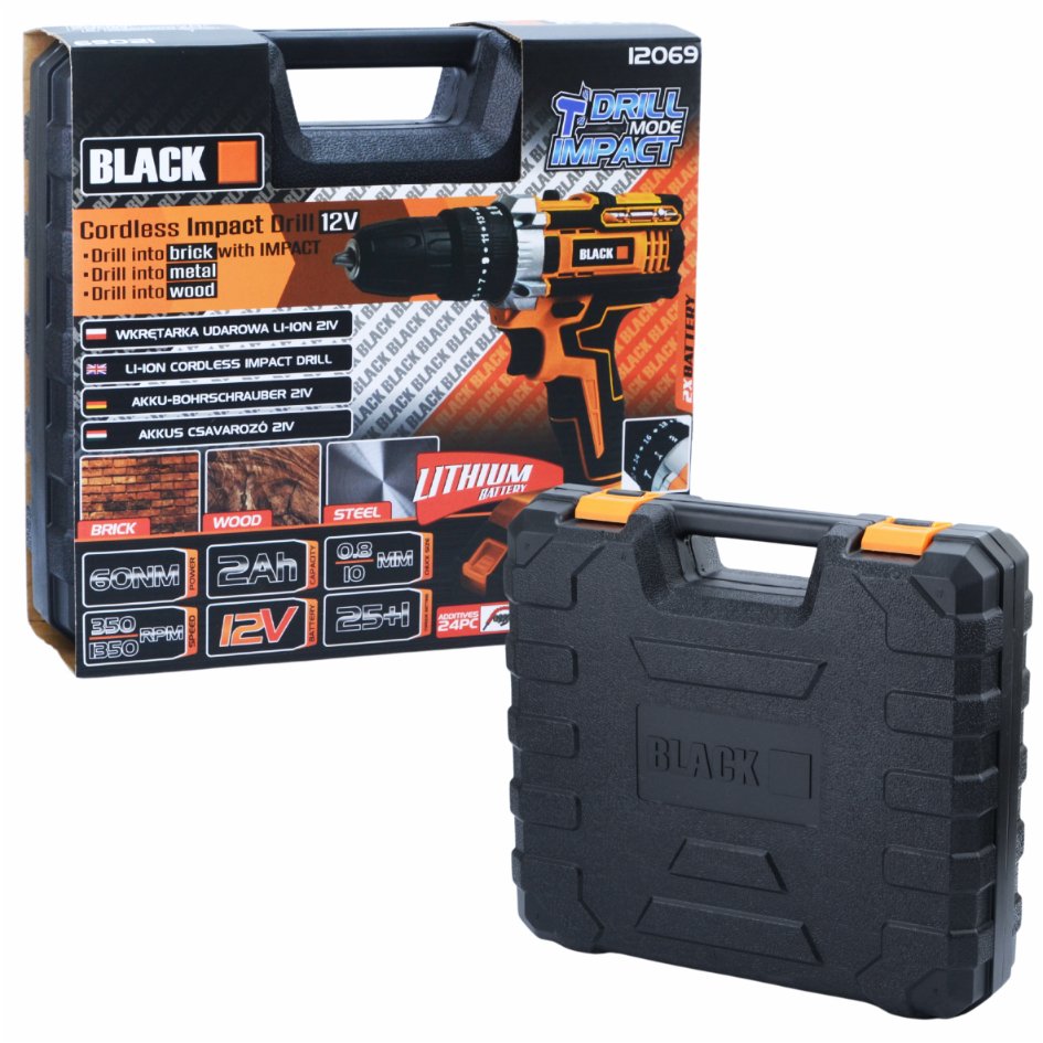 12V juhtmeta lööktrell 2x 2Ah Li-Ion akuga