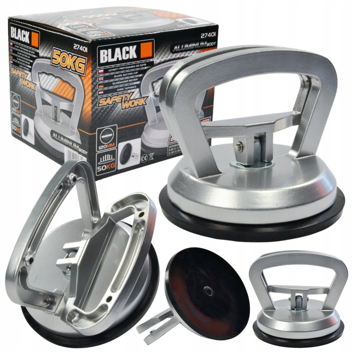 Alumiiniumist klaasitõstja ühe iminapaga 120mm, kandevõime 50kg