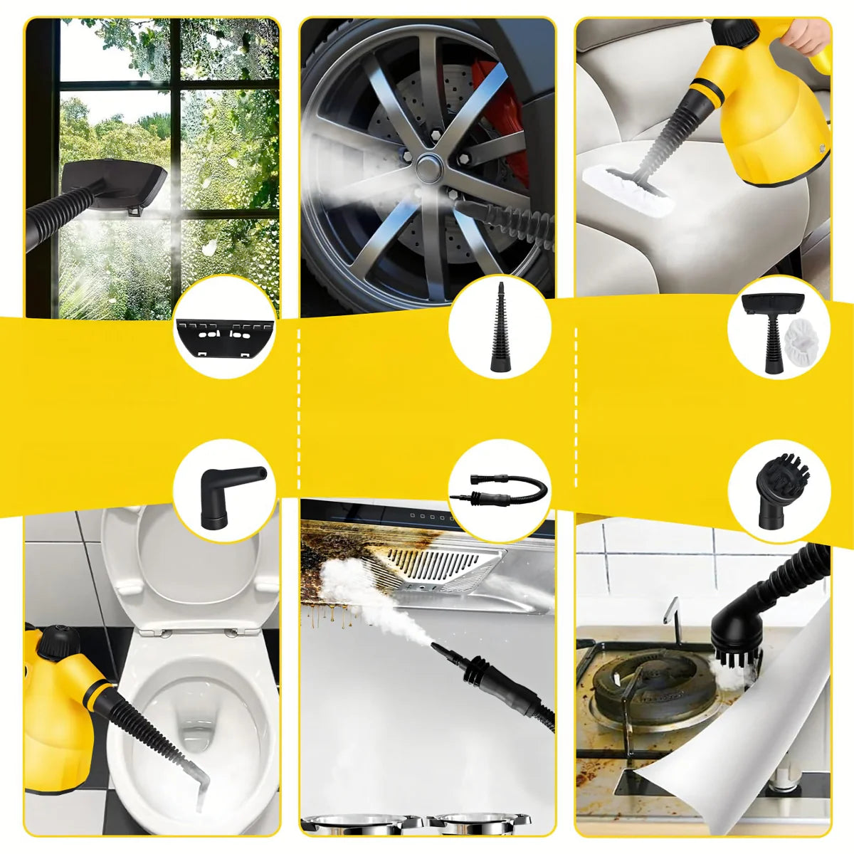 1000 W Steam Cleaner with Accessories, Up to 3 Bar Pressure