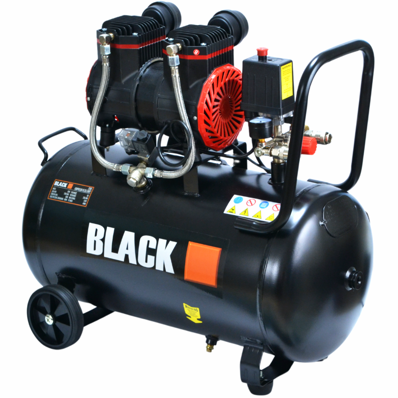 Oil-Free Two-Piston Air Compressor 50L Black