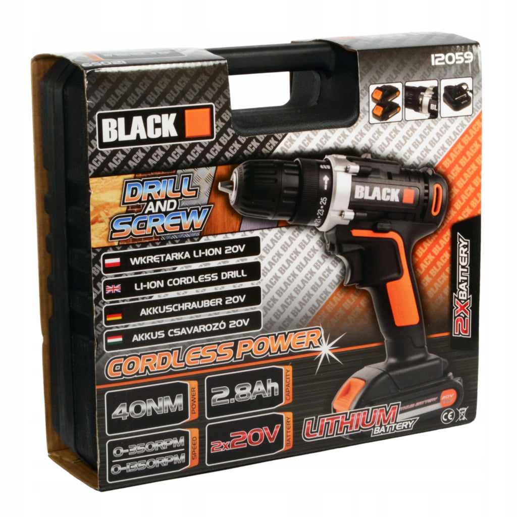 20V Li-Ion Cordless Drill Driver, Black