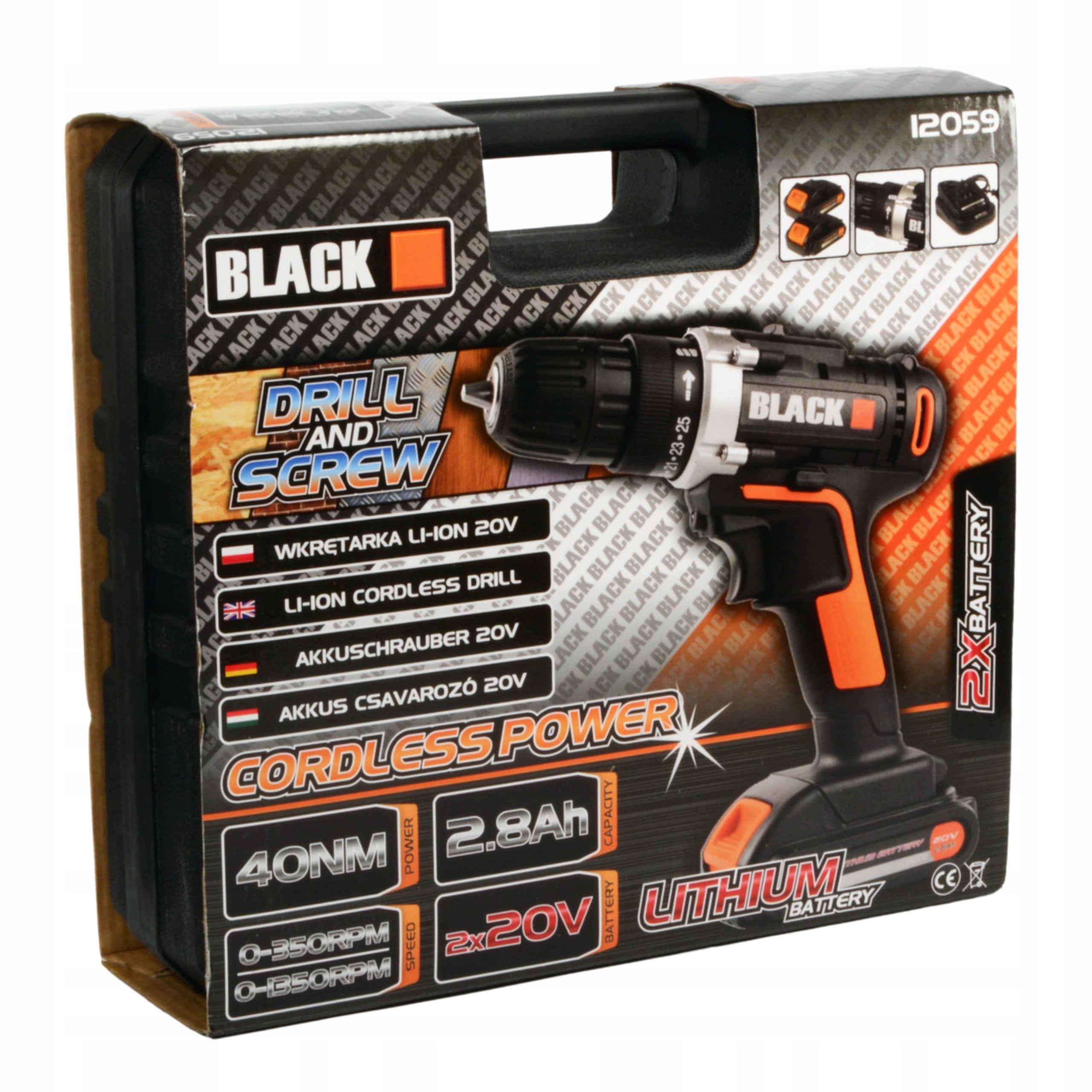 20V Li-Ion Cordless Drill Driver, Black