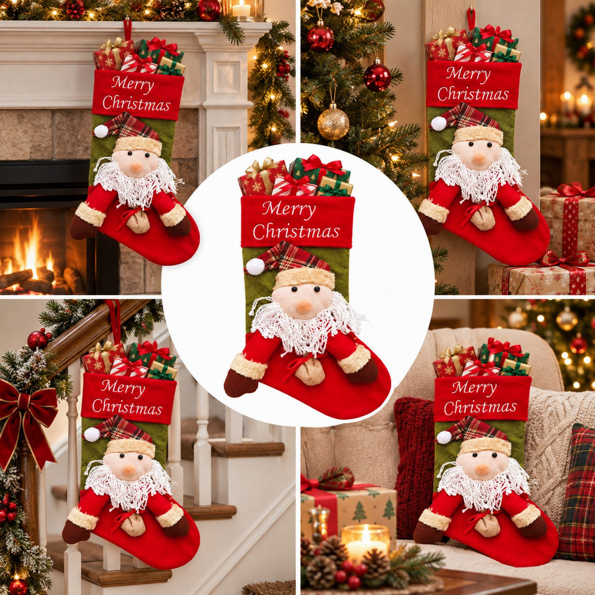 Santa Boot Christmas Gift Stocking 1 pc