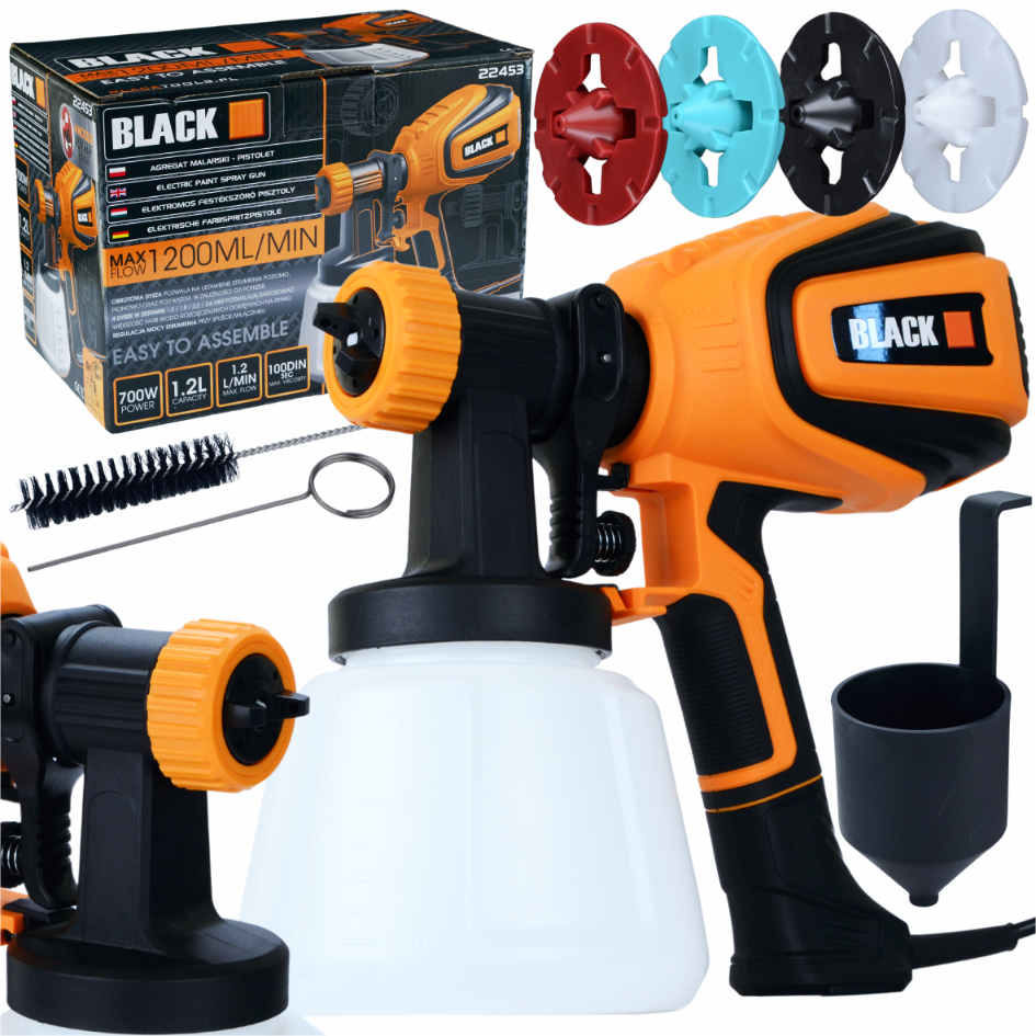 700W seinavärviprits koos 4 düüsi, suur komplekt, Black