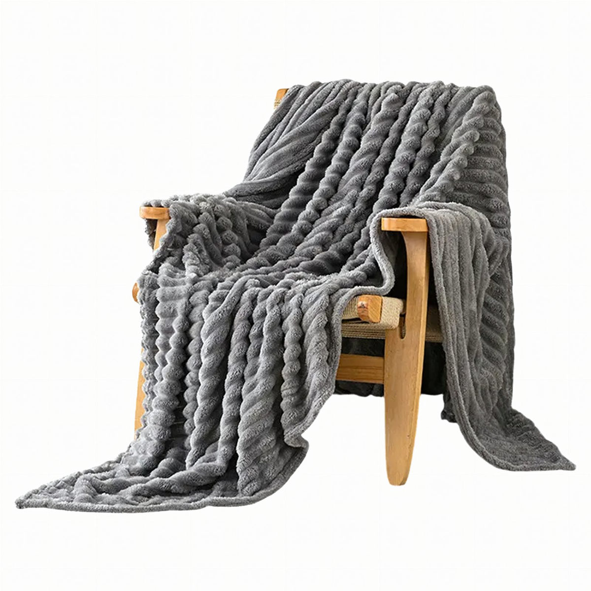 Dekoratiivne mikrokiust pleed reljeefsete triipudega 200 × 220 cm RC-K-2065