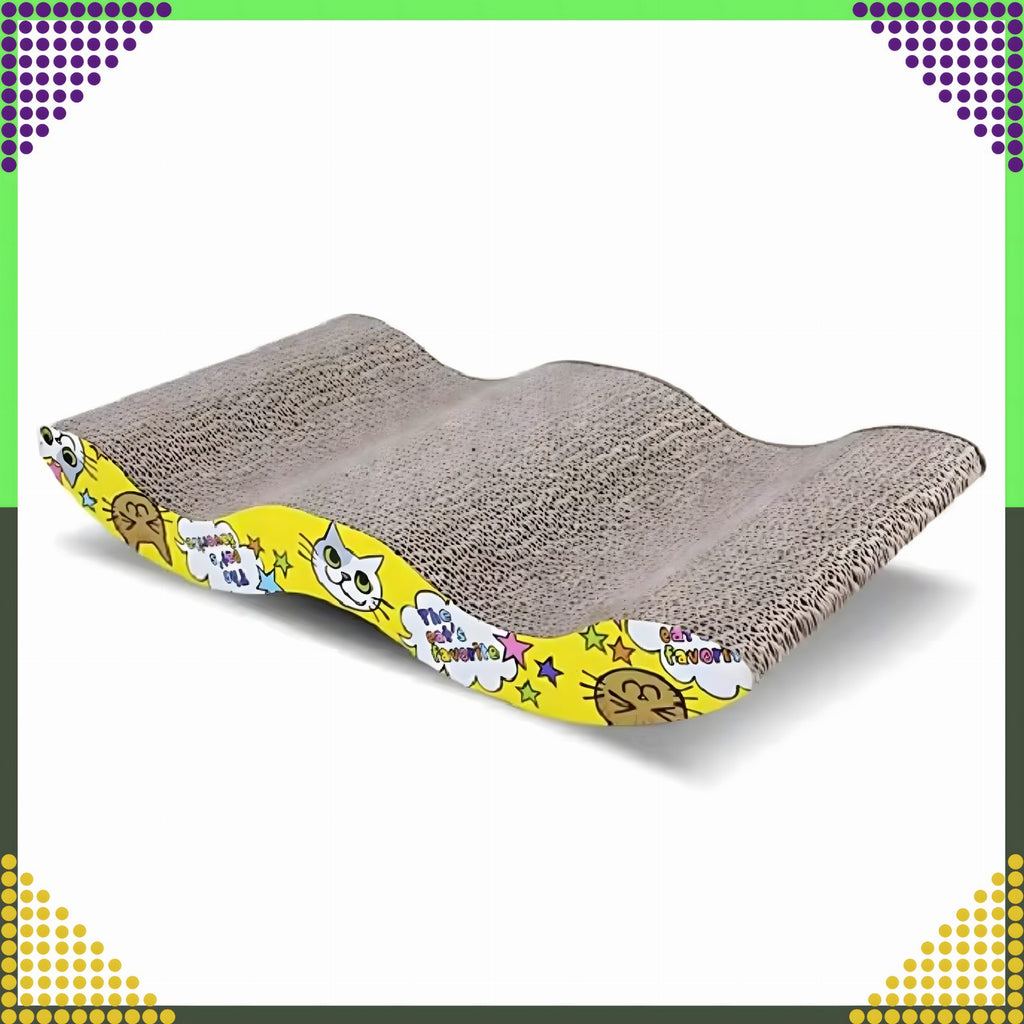 Eco-Friendly Large Cardboard Cat Scratcher with Wave Design and Catnip
