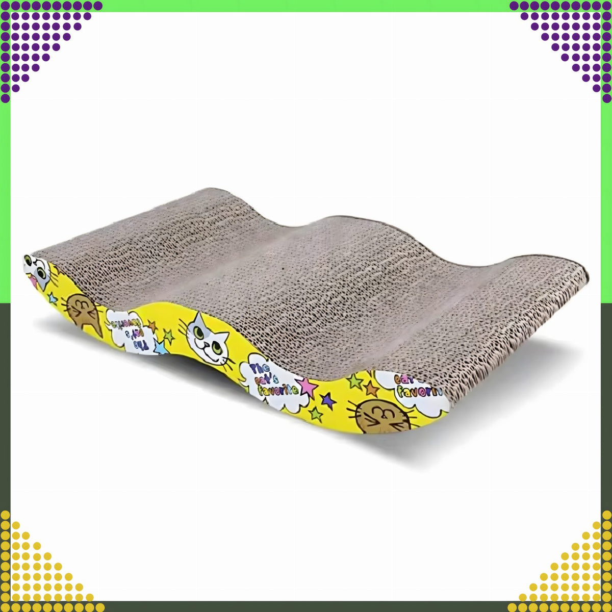 Eco-Friendly Large Cardboard Cat Scratcher with Wave Design and Catnip