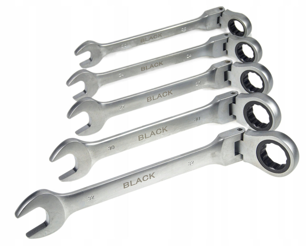 Set of 13 Combination Ratchet Wrenches 8-32mm Black