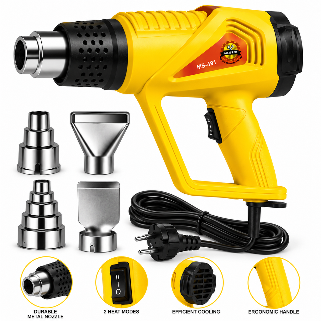 MEISTER MS-491 kuumaõhupuhur 2300W 600°C – 2 režiimi, 4 otsikut