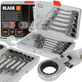 Set of 12 Ratchet Combination Wrenches 8-19mm Black with Case (B29)