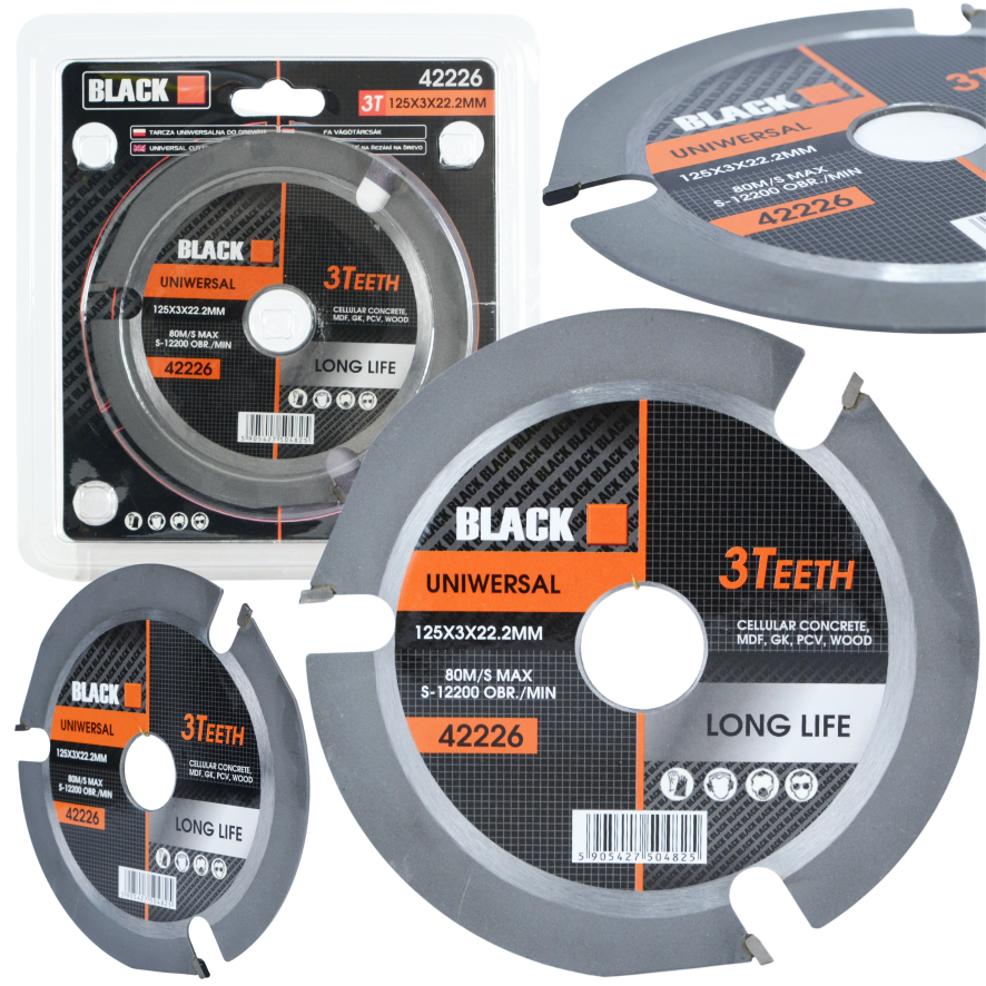 Universaalne 3T 125 x 22.2 Black tera puidu, PVC, GK, MDF höövlile