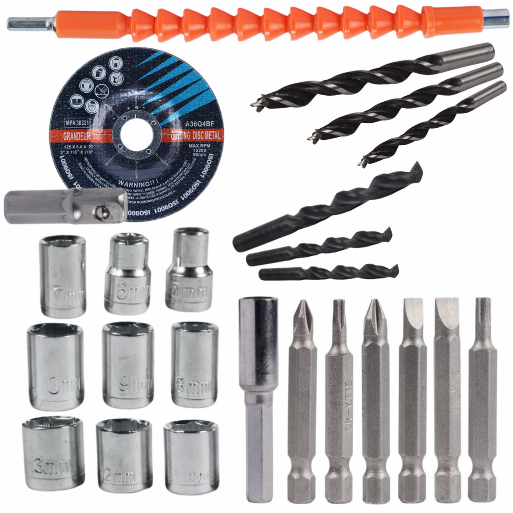 Cordless Tool Set 21V 2-in-1 Grinder and Impact Drill-Driver with 2x 4Ah Batteries, Black
