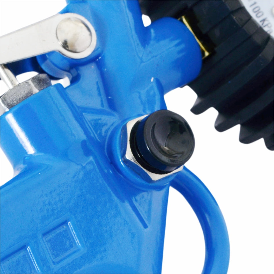 Large Wheel Inflation Gun Manometer Pump 12 Bar 1/4 Hose 35cm Black