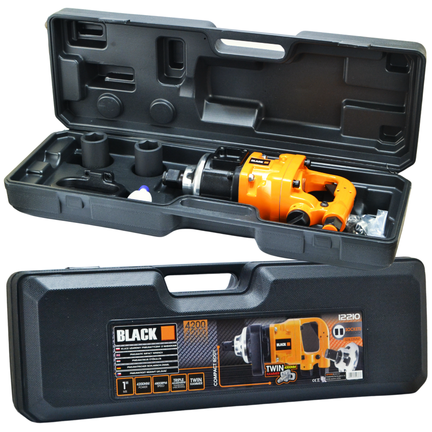 Professionaalne pneumaatiline löökmutrivõti 4200Nm koos 32mm ja 33mm padrunitega, Black
