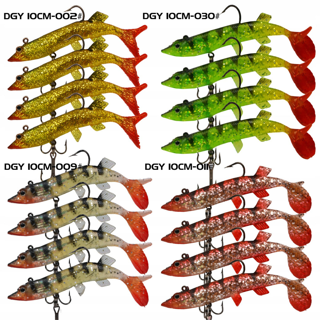 Reinforced Pike Soft Baits Set 10cm 4 Colors 16pcs