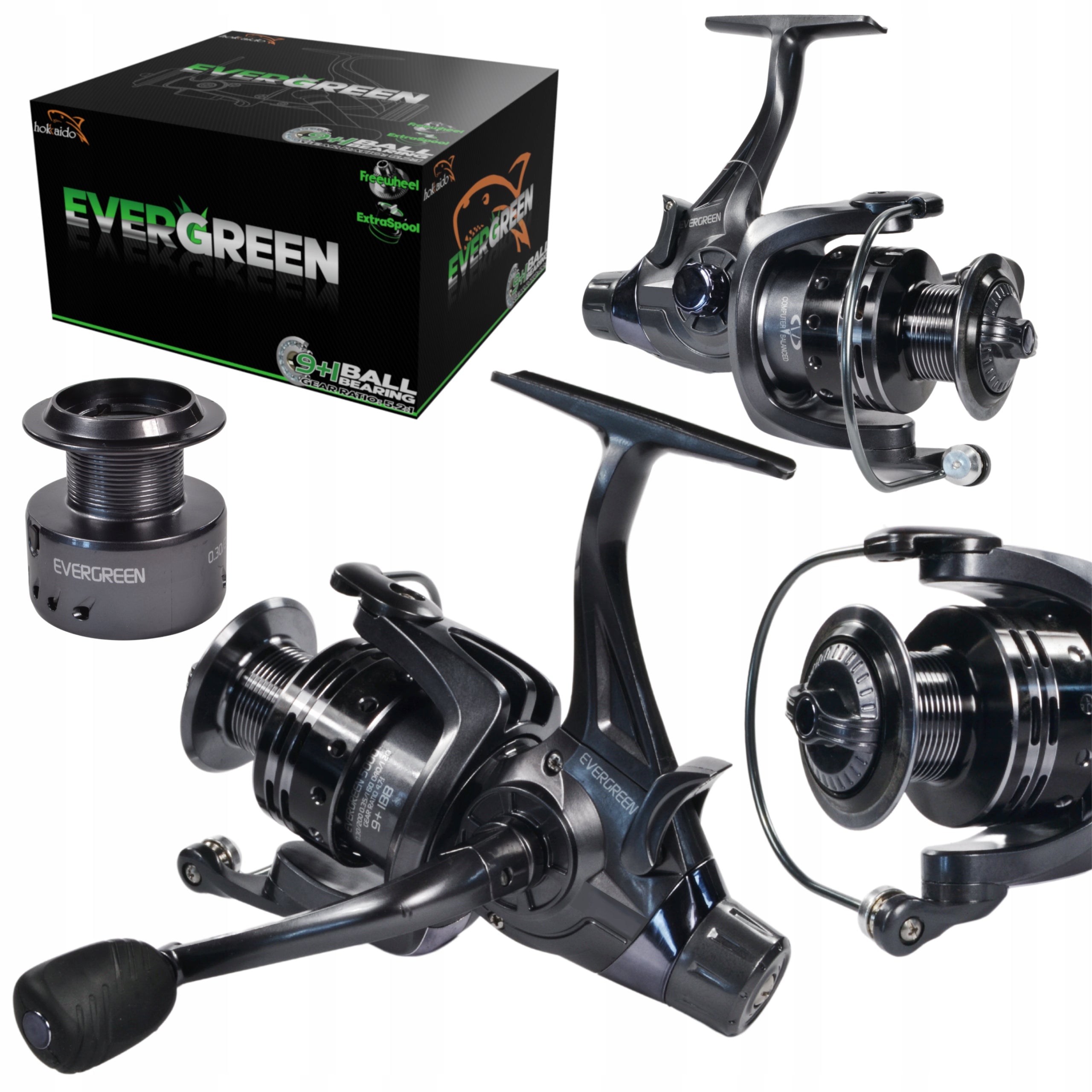 HOKKAIDO EVERGREEN 3000 Spinning Reel Free Spool 9+1BB