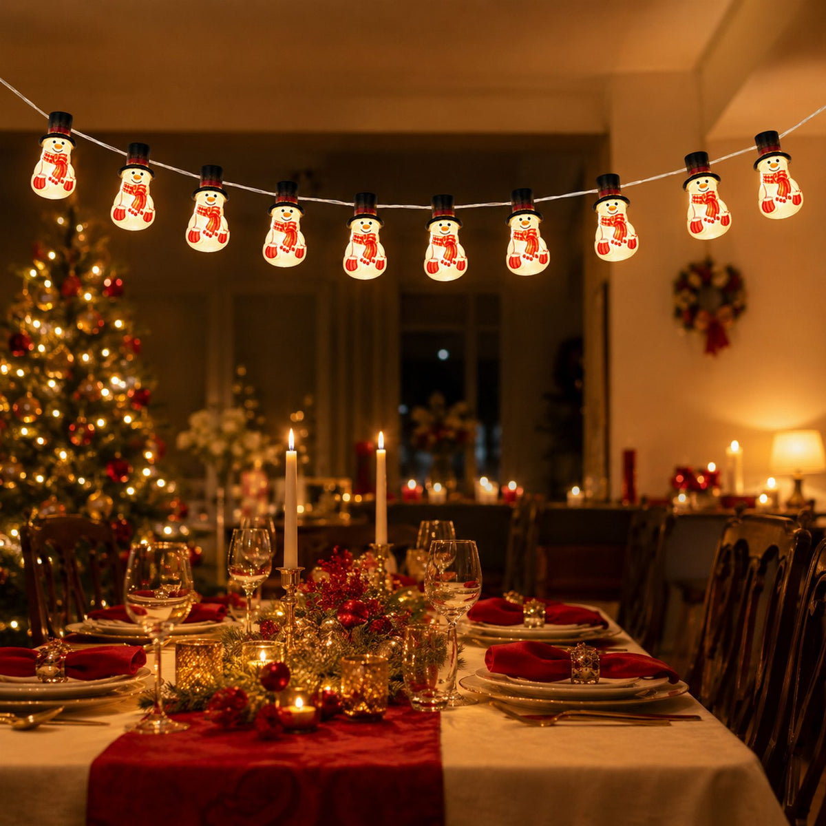 Lumememmekujuliste LED-valguskettide komplekt 10 tk 110 cm RC-K-2741