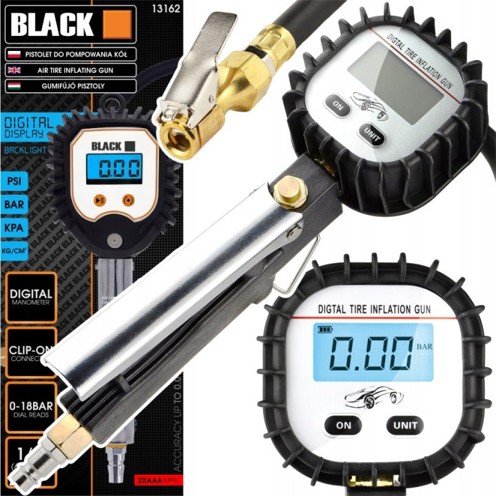 BLACK 13162 digital tyre inflator – complete set