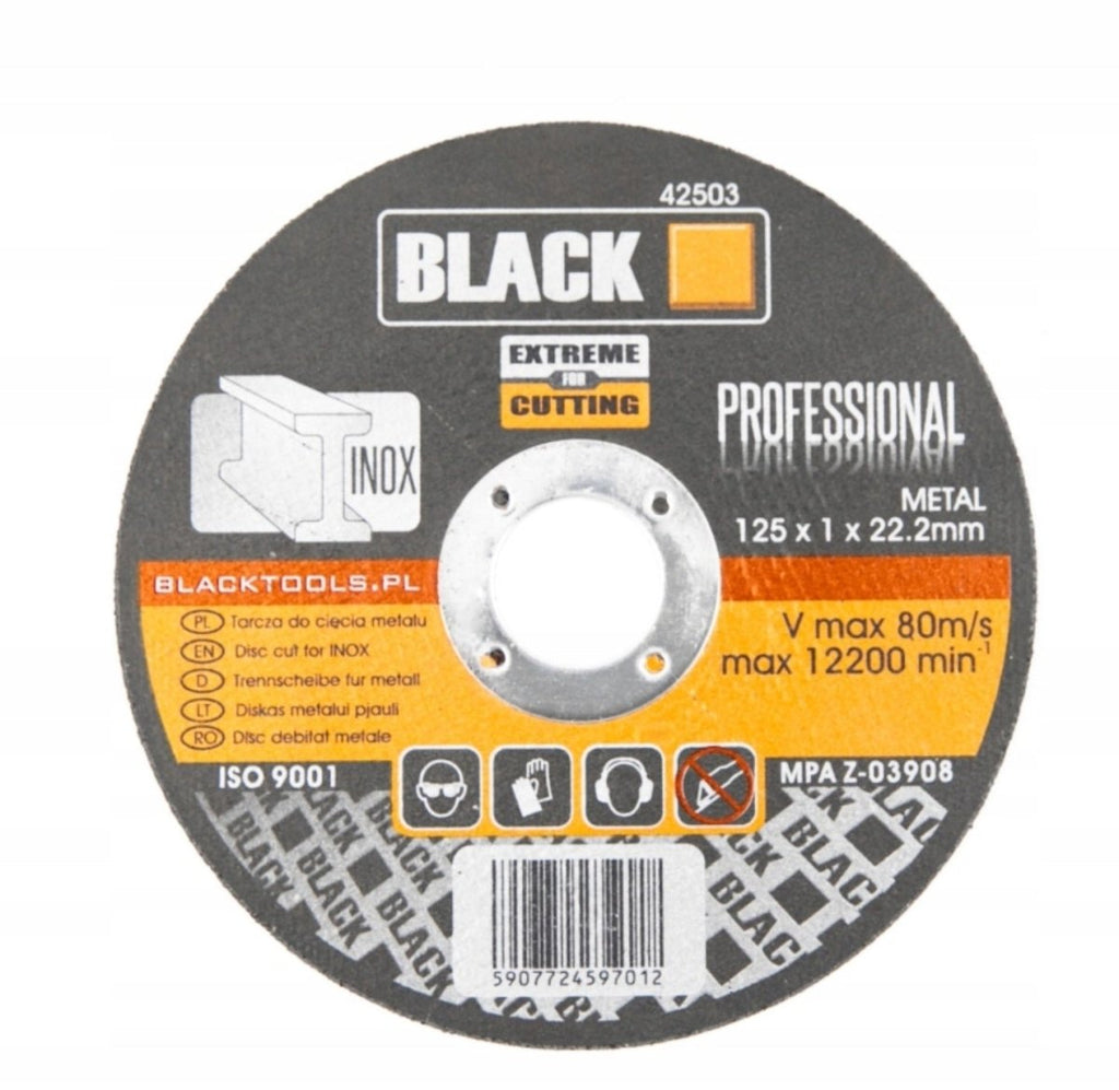 Black 42503 õhukesed metallilõikekettad 125×1×22.2 mm, 25 tk komplekt