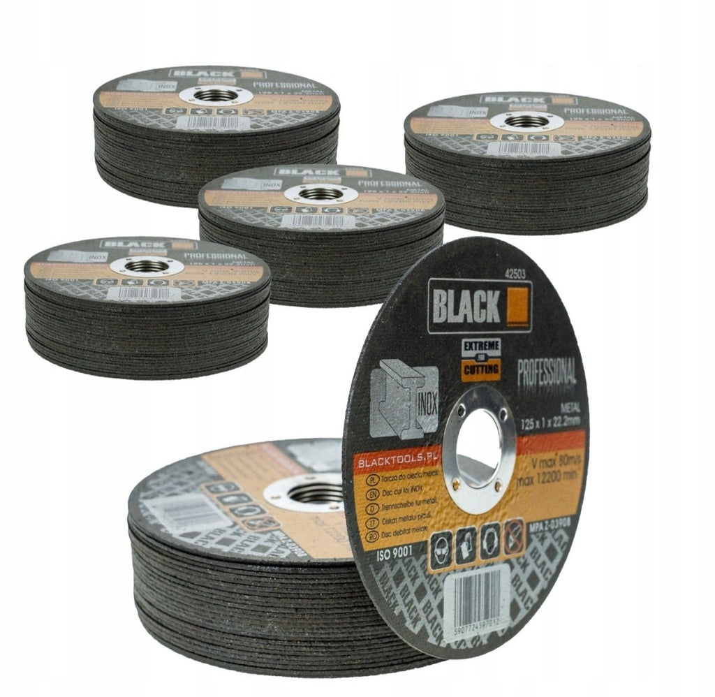 Black 42503 õhukesed metallilõikekettad 125×1×22.2 mm, 25 tk komplekt