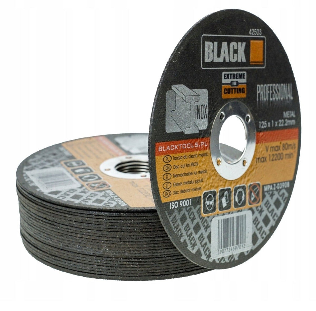 Black 42503 õhukesed metallilõikekettad 125×1×22.2 mm, 25 tk komplekt