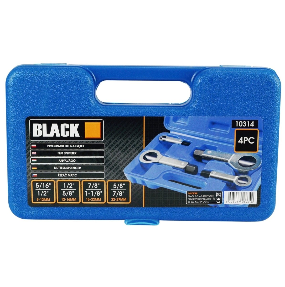 Must mutripoolikute komplekt 4 tk (9–27 mm) kandekohvriga (4 tk)