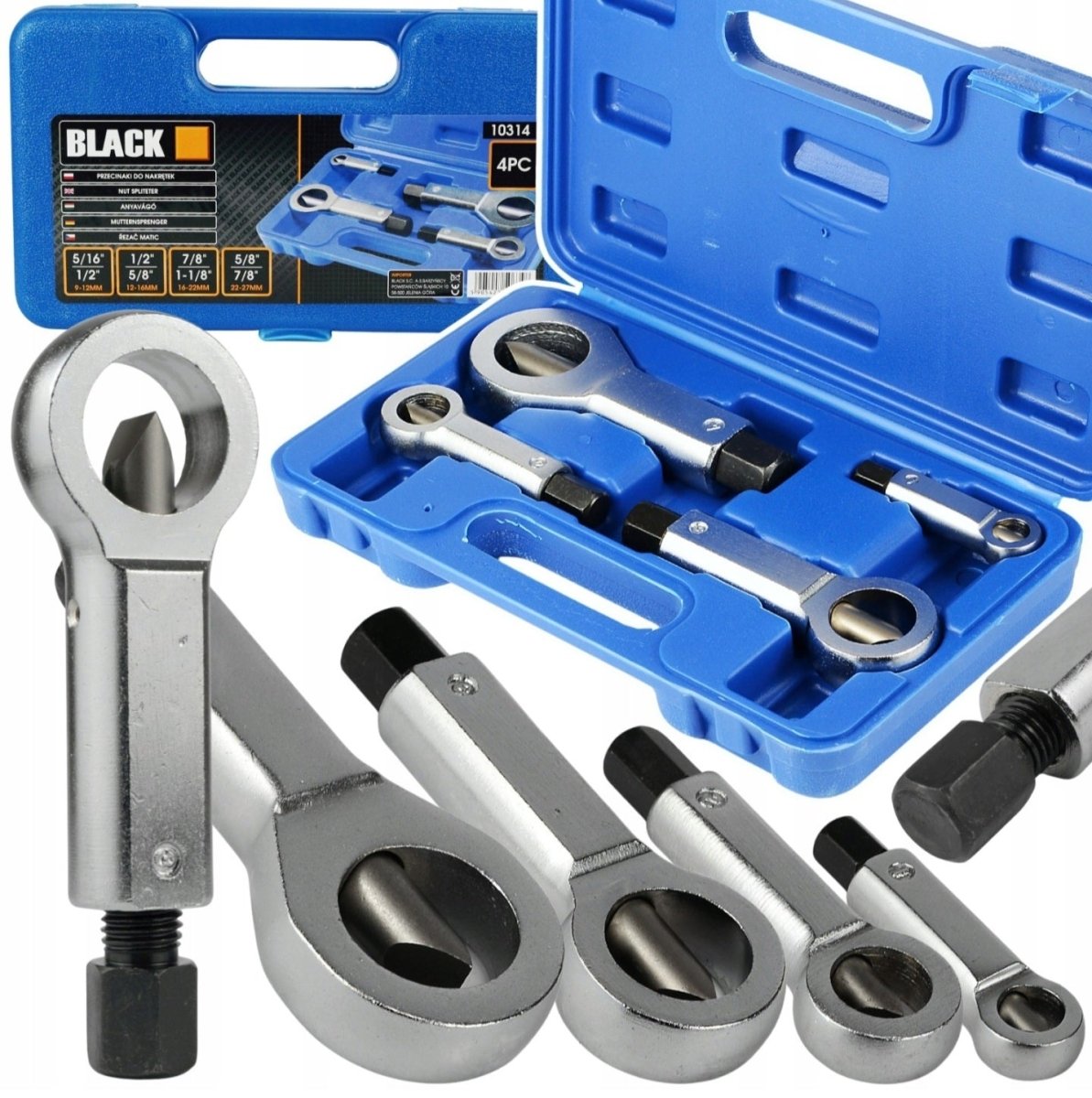 Must mutripoolikute komplekt 4 tk (9–27 mm) kandekohvriga (4 tk)