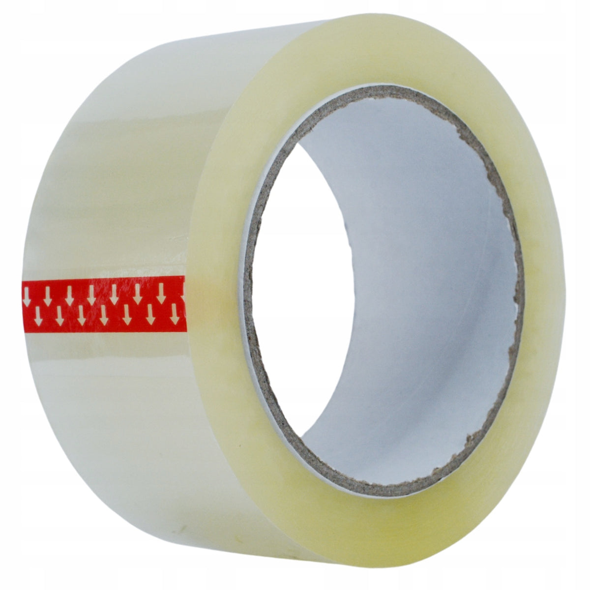 BLACK transparent packing tape roll front view