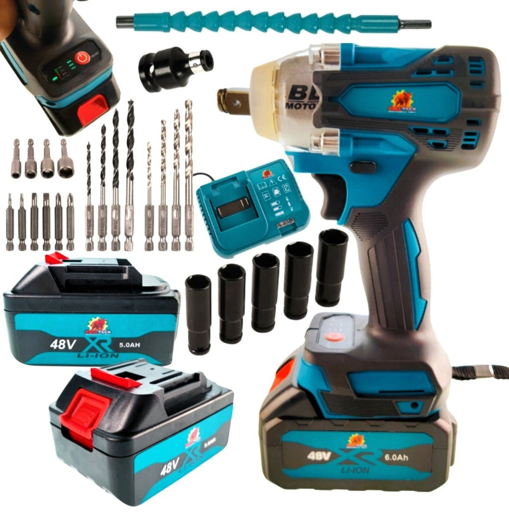 BULL-TECH BT5118 48V harjadeta juhtmevaba löökmutrivõti 2×6Ah akuga