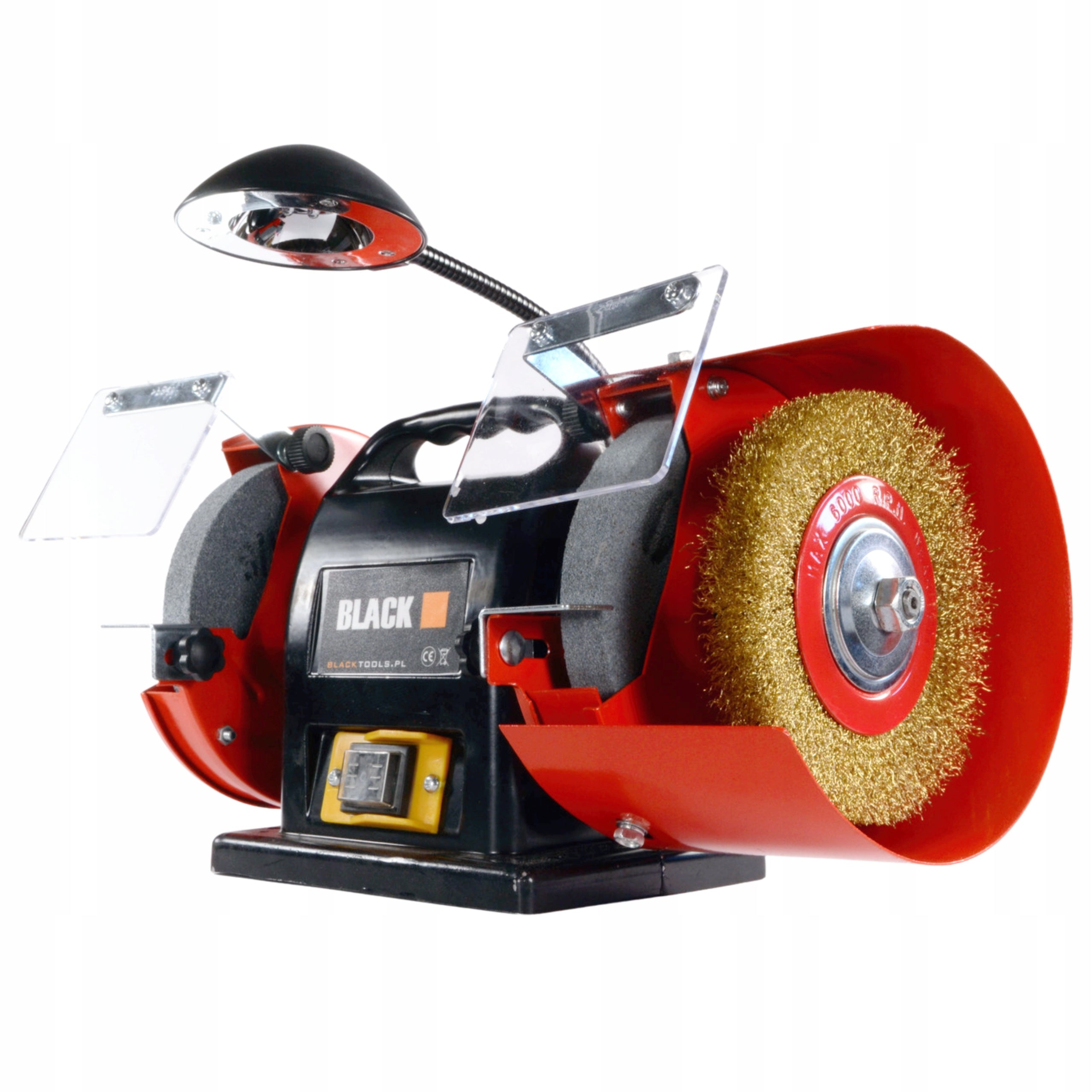 200W Double Bench Grinder with Lamp for Sharpening Two Stone Discs, Black