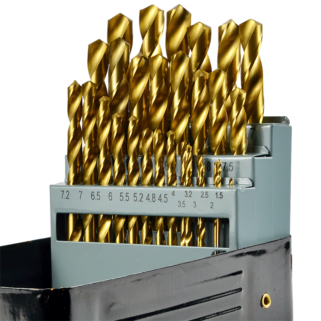 Set of 29 Titanium Drill Bits for Metal