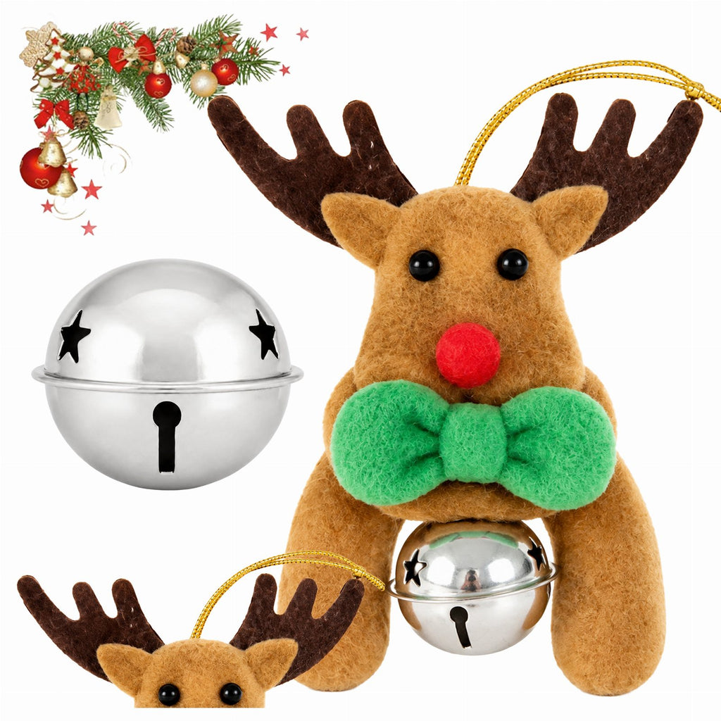 Christmas Reindeer Ornament with Hanging Loop and Bell 12cm