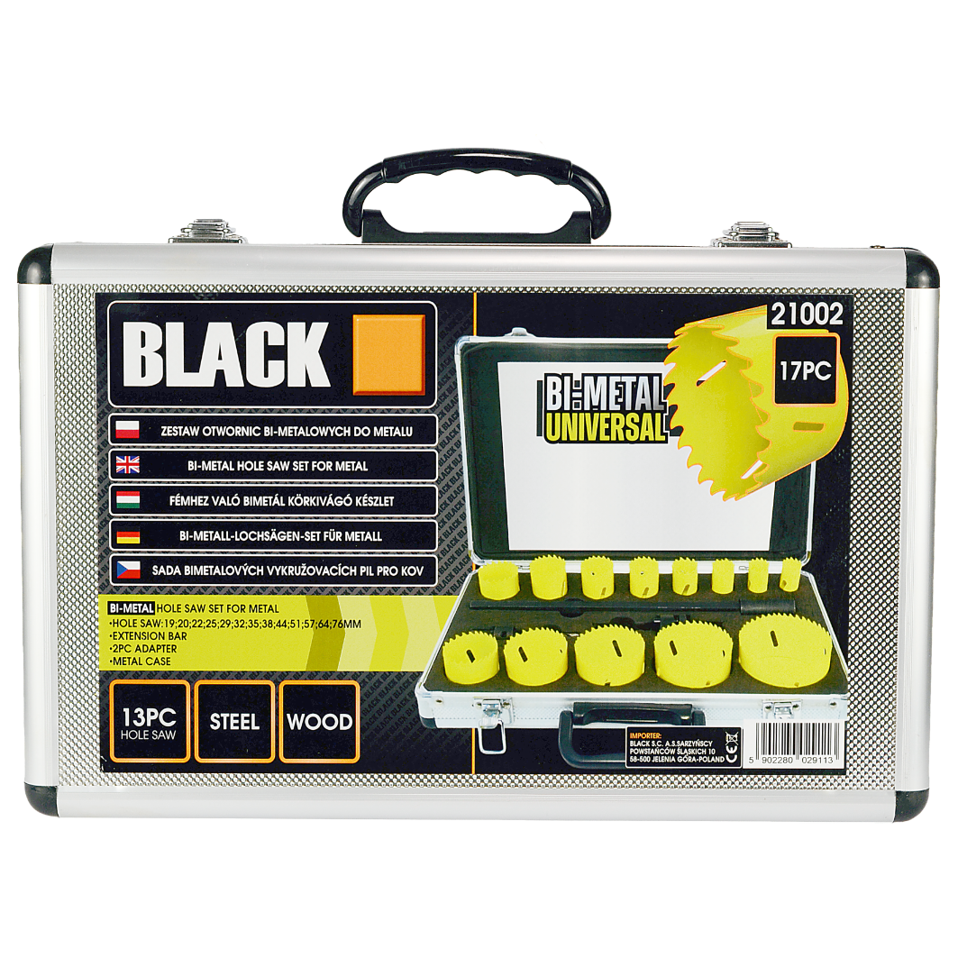 Professionaalne 17-osaline Black bimetallist trelliotsakute komplekt täpseks puurimiseks