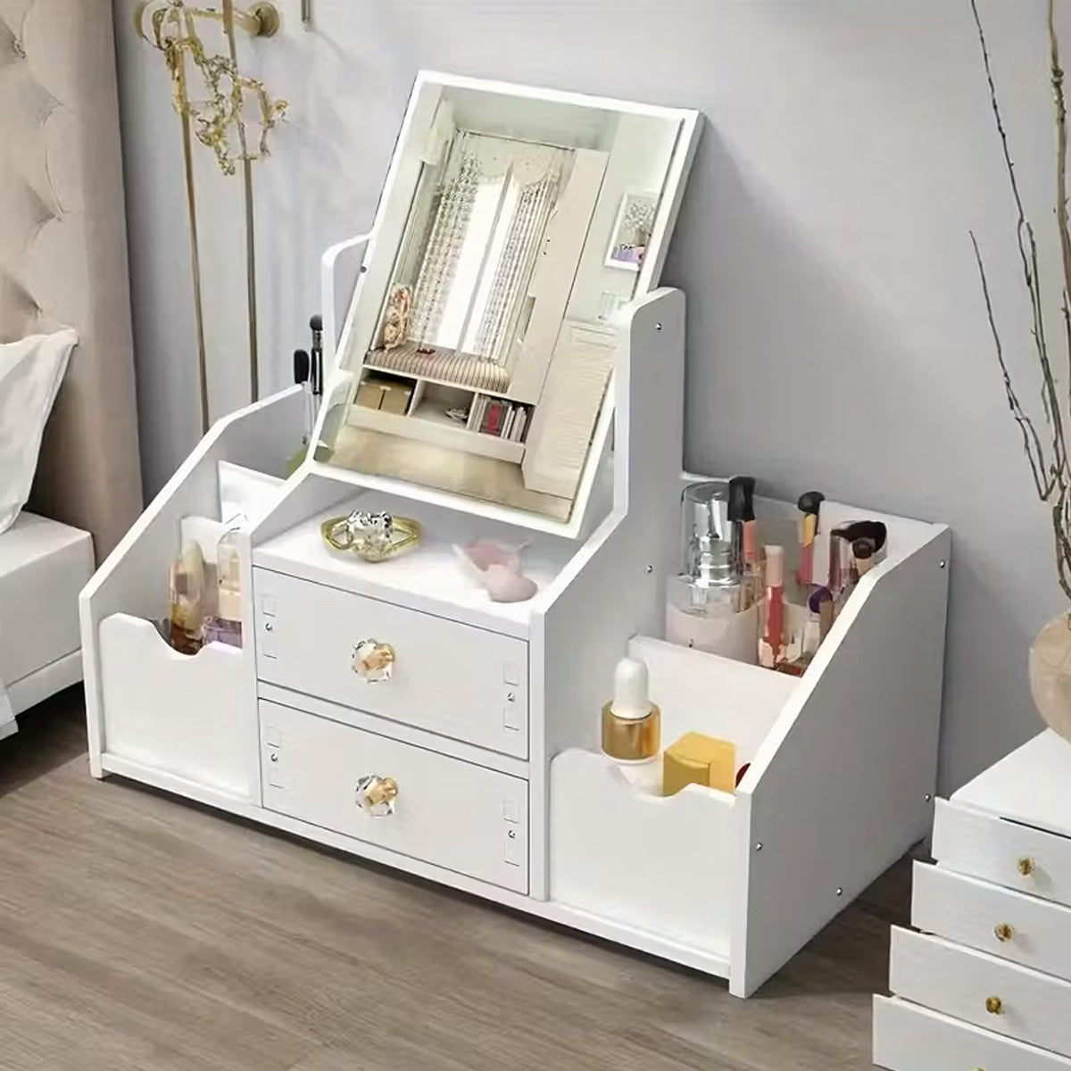 Glamour peegli ja kosmeetikaorganiseerijaga ehtekarp RC-K-2096