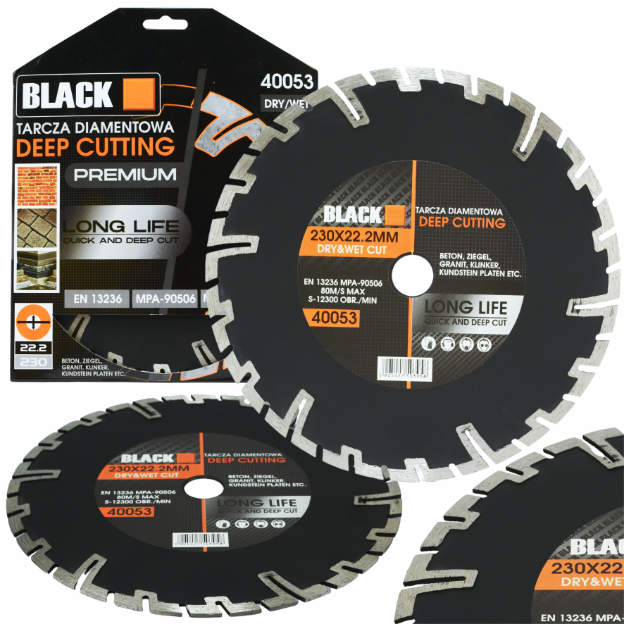 Teemantketas sügavlõikuseks betoonile, tellistele, kiviplaatidele 230mm x 22.2 Black