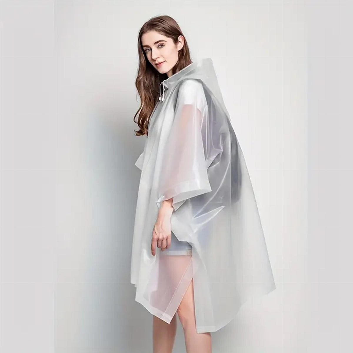 Universal Size Waterproof Rain Poncho with Hood Fish Pattern