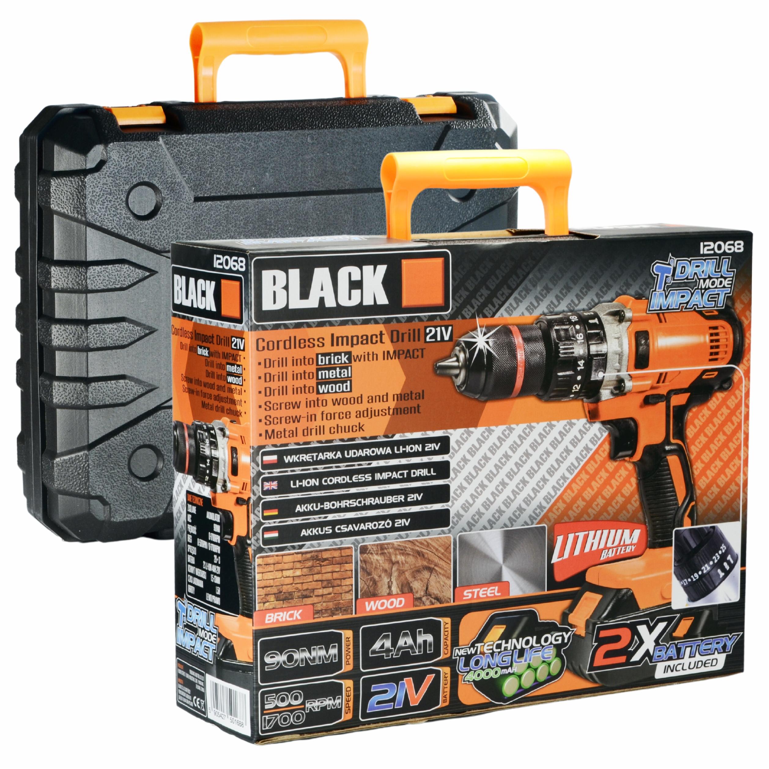 21V juhtmeta löökpuur-kruvikeeraja 2x 4Ah Li-Ion akuga