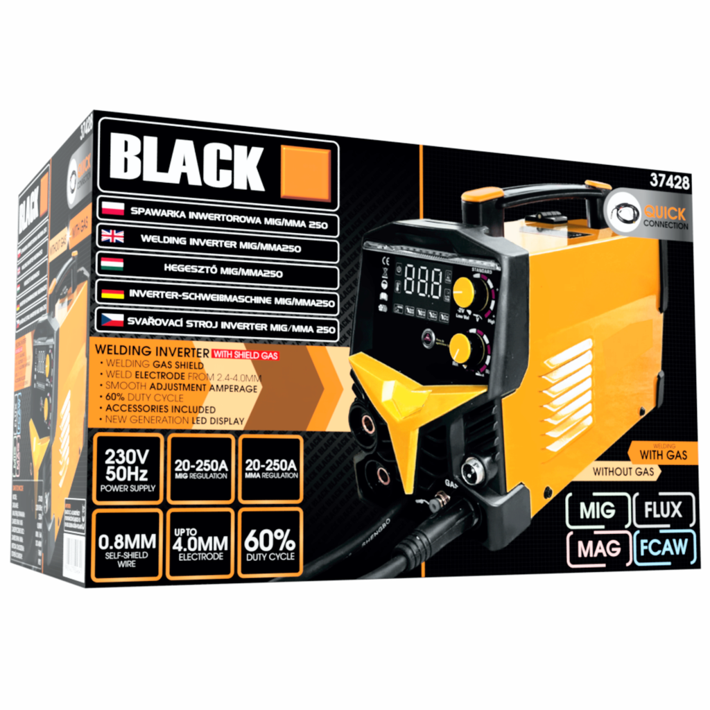 MIGOMAT MIG FCAW MMA 250A Flux Gaas Taustvalgustus Must Komplekt Keevitusmasin