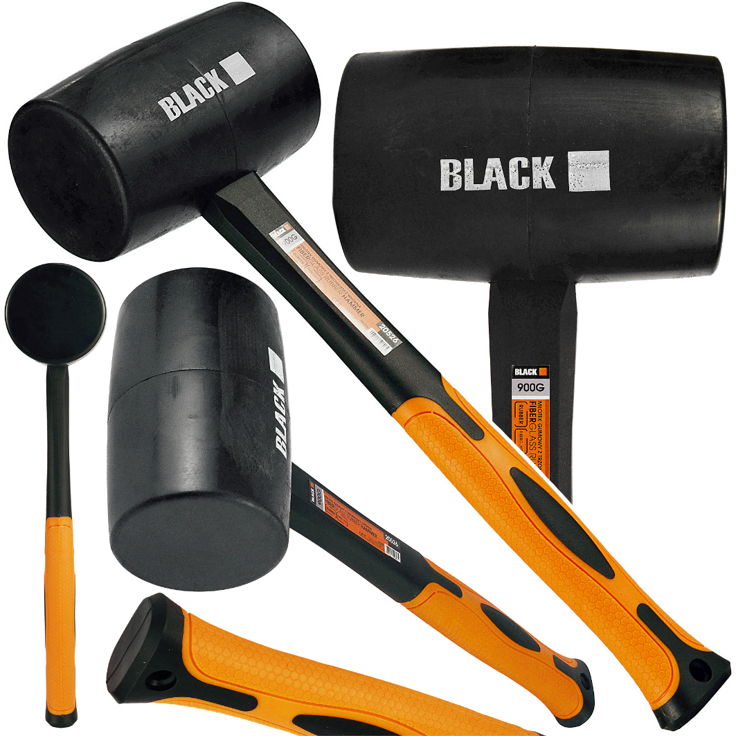 Professionaalne 900g kummivasar klaaskiust käepidemega, must kumm, Black Brand